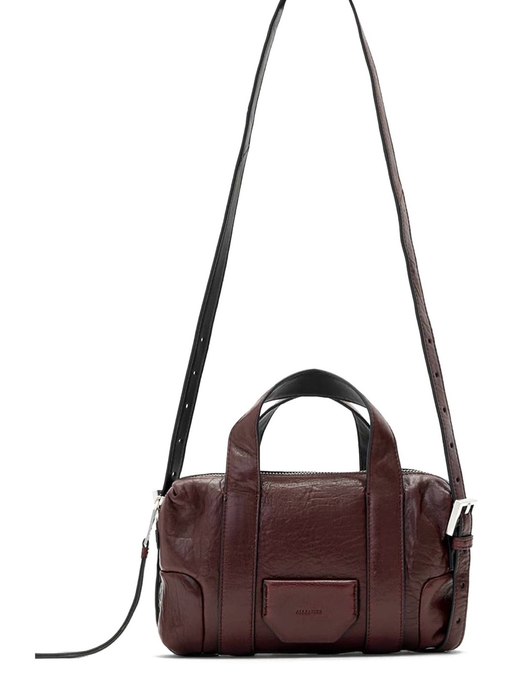 ALLSAINTS ARES G COMPACT CROSSBODY BAG PORT RED BROWN LEATHER NWT DARK ACADEMIA